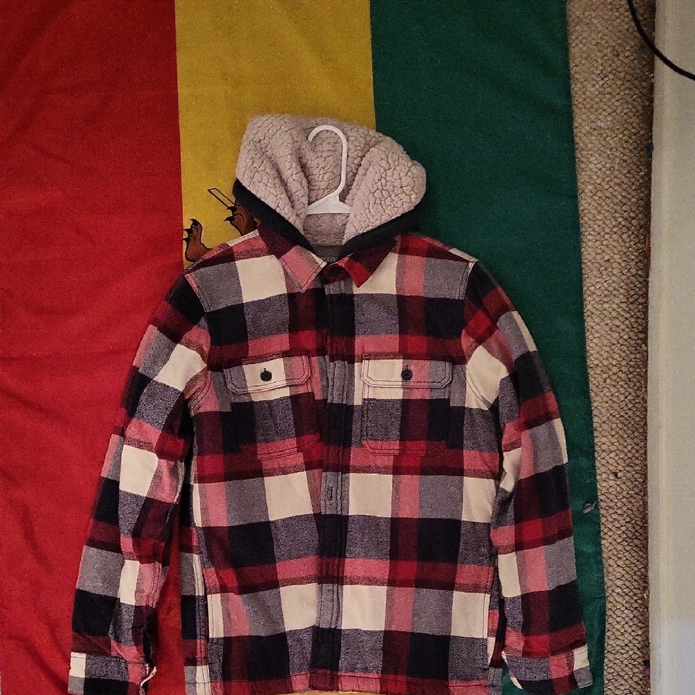 Hollister Kids Red and Black Checkered Jacket
